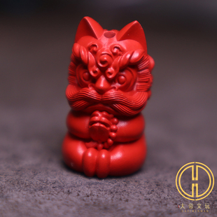 保真朱砂红砂悟道佛珠醒狮吊坠侧挂车手机包挂件菩提手串文玩配饰