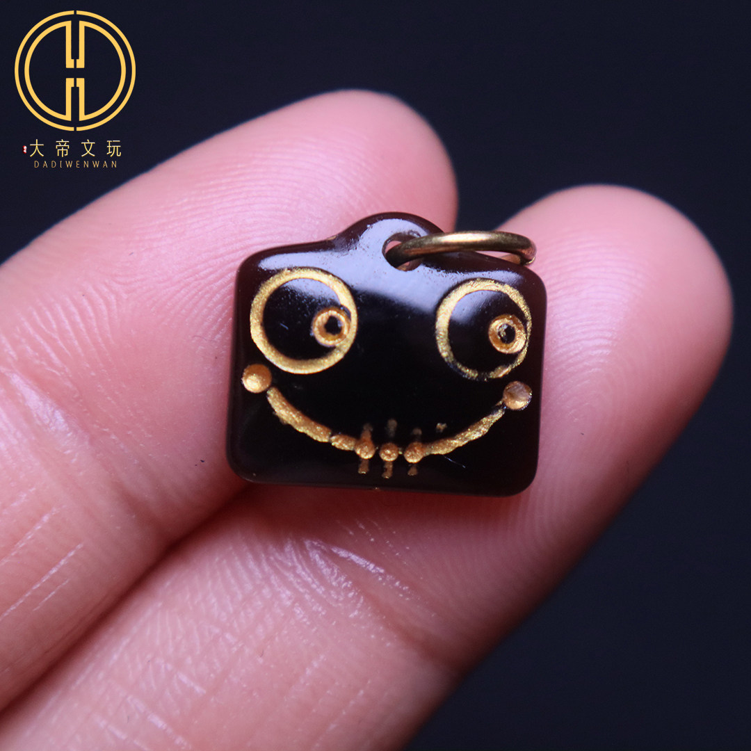 天珠玛瑙阿呆表情笑脸卡子侧挂隔珠藏式料器金刚星月菩提长串配饰