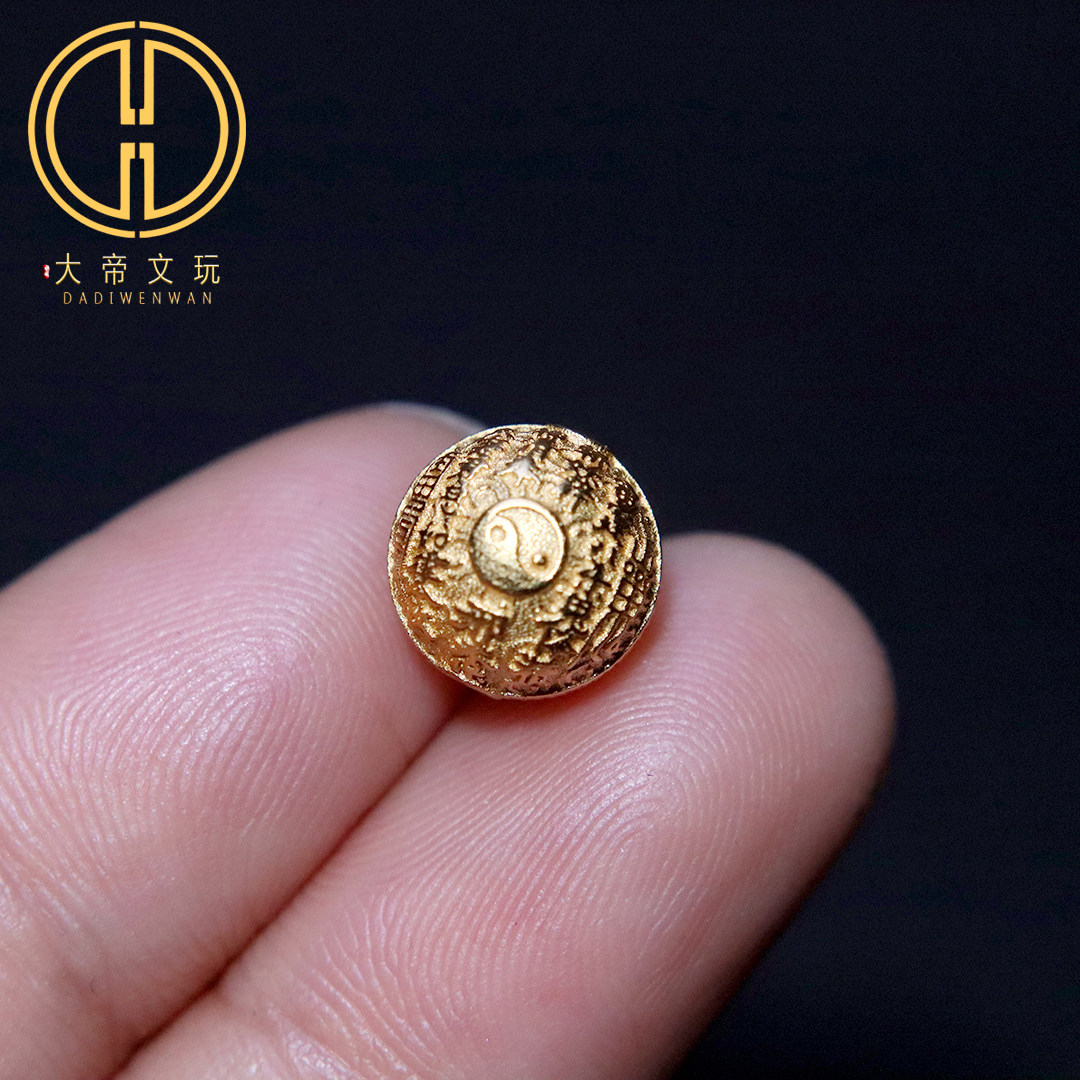 纯银925银镀金山鬼花钱太极圆珠隔珠手工串珠编绳diy文玩配饰配件
