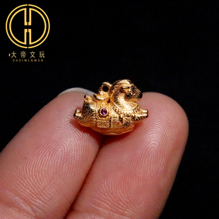 纯银925银镀金镶嵌马上有钱侧挂吊坠提溜手串项链编绳diy文玩配饰