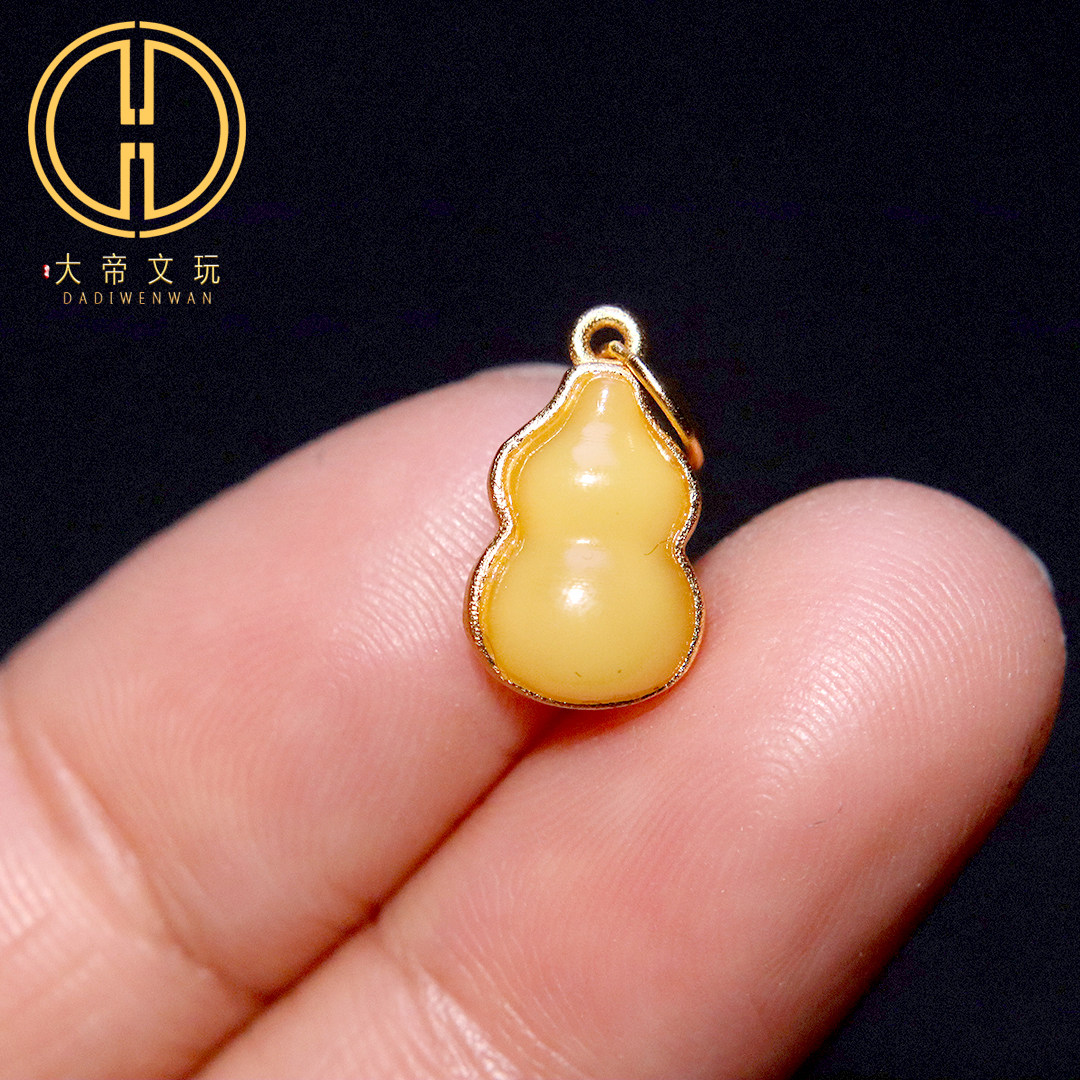银镀金纯银925蜜蜡镶嵌侧挂提溜