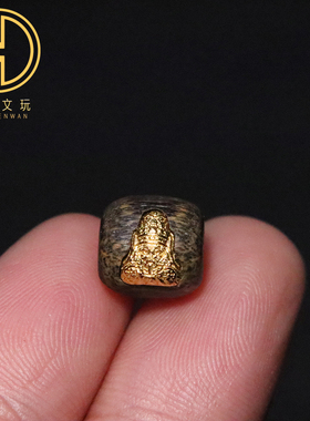 天然沉香木镶嵌纯银s925扎基拉姆桶珠隔珠散珠菩提手串文玩配饰
