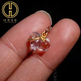 天然白水晶马镶嵌s925银镀金吊坠提溜侧挂项链手链本命年diy配饰