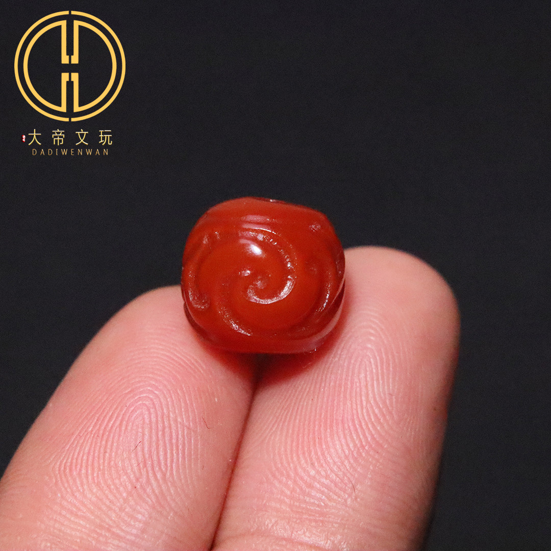 保真凉山满肉满色博古纹玛瑙桶珠鼓珠桶珠算盘珠散珠DIY配饰配件