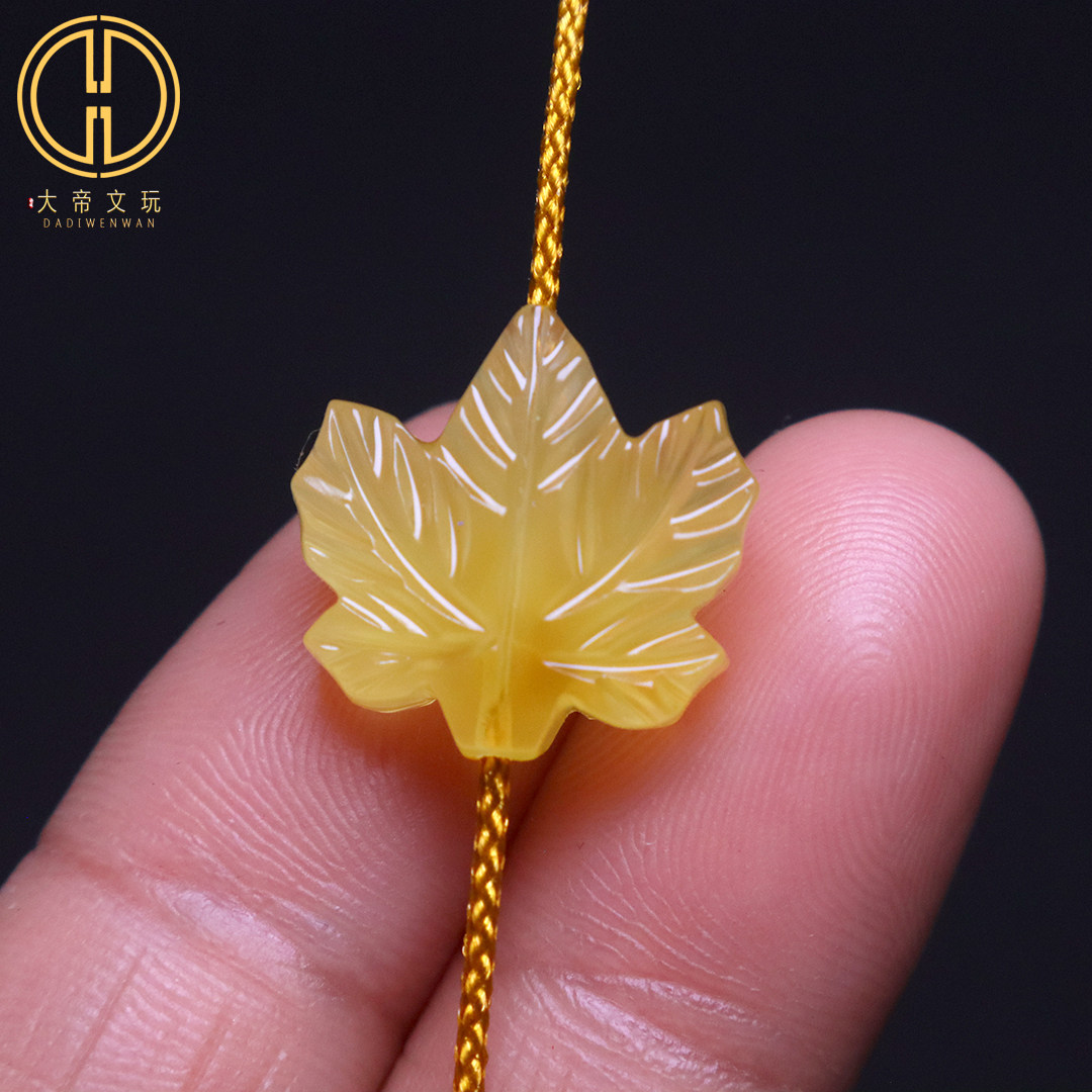 天然原矿蜜蜡枫叶树叶背云隔珠菩提手串手工串珠编绳文玩配饰配件