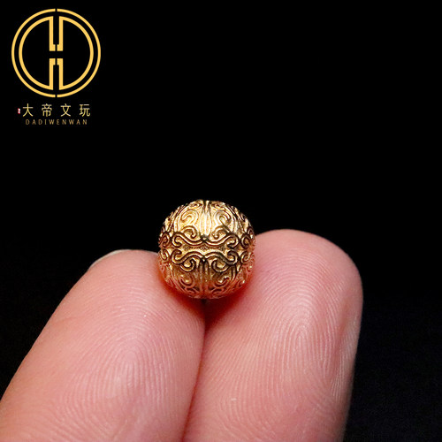 银镀金925纯银雕花回纹桶珠隔珠散珠菩提手串编绳diy文玩配饰