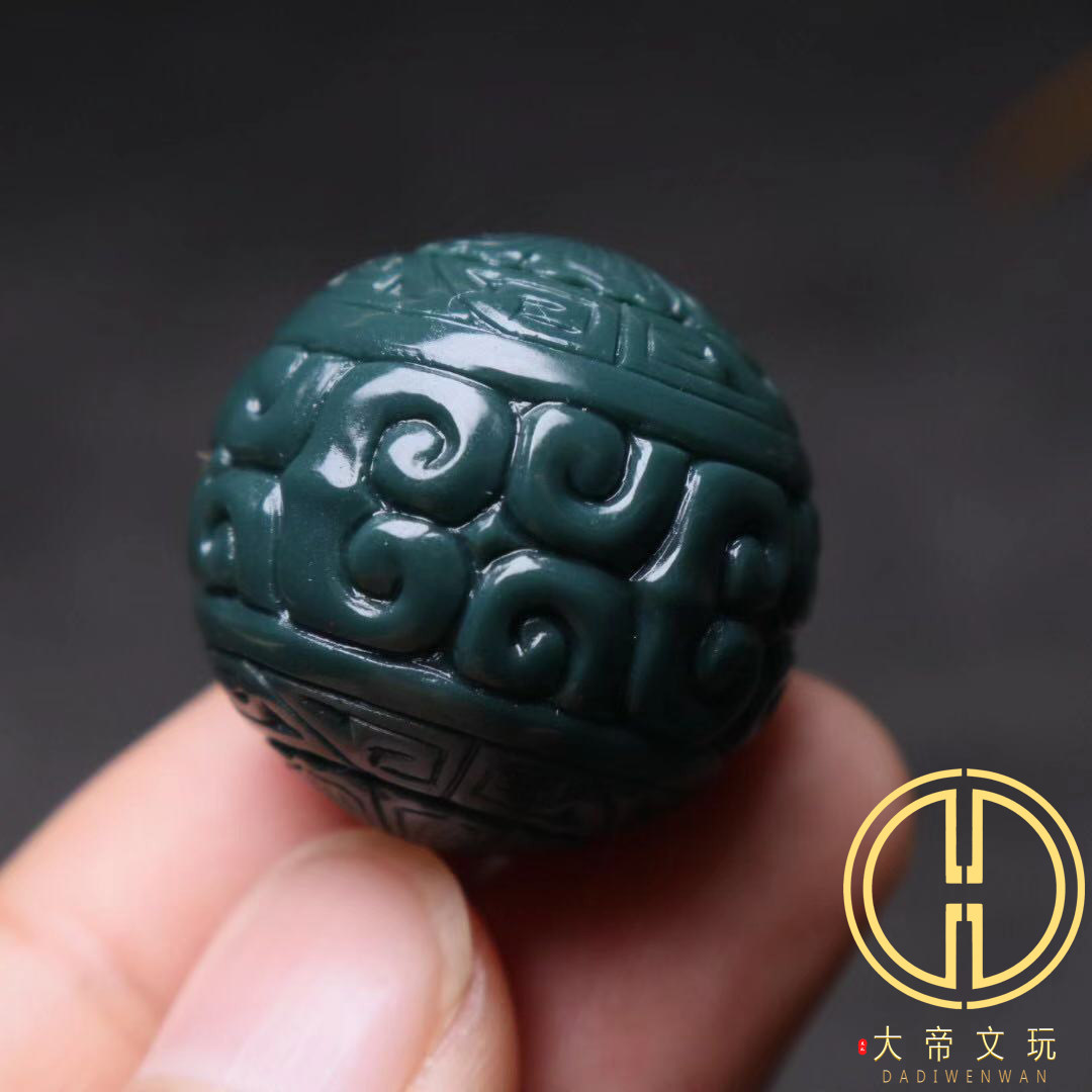 玛瑙精雕回纹大金刚桃核手串腰珠