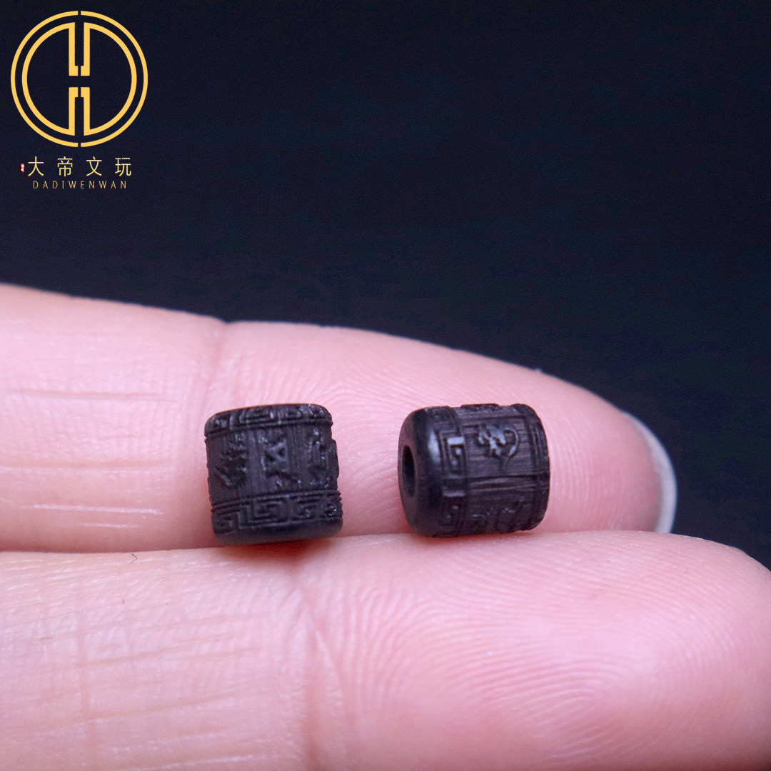 天然沉香木六字真言桶珠隔珠散珠菩提手串手链diY文玩配饰件