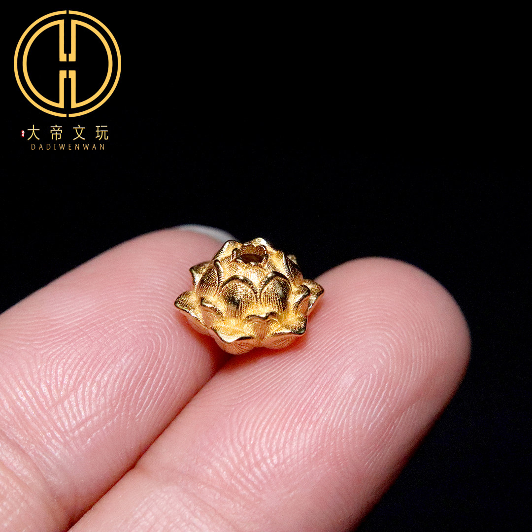 原创925银镀金莲花座背云隔珠散珠串珠手链手串diy文玩配饰配珠