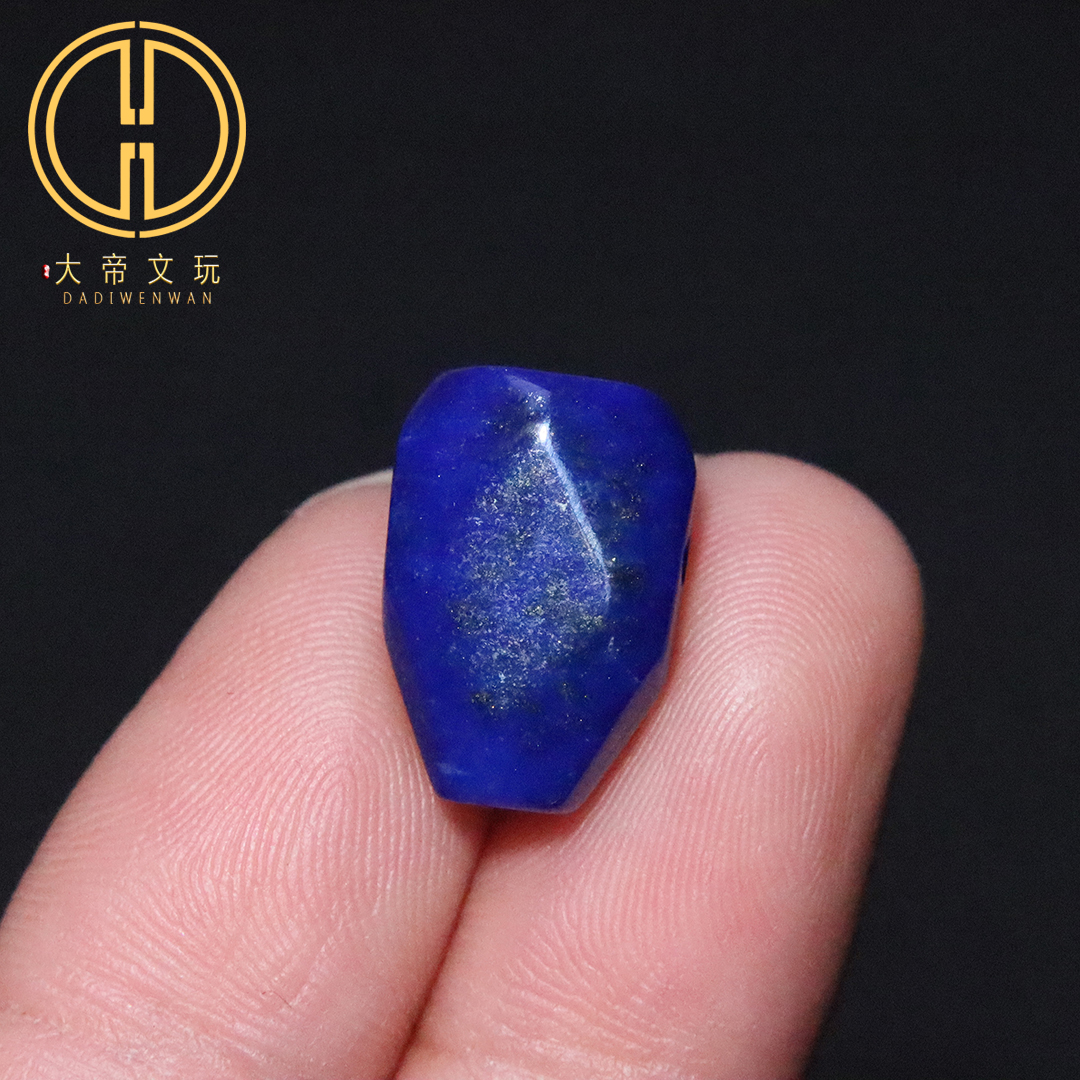 天然青金石无相切面三通佛头金刚星月菩提手串108长串diy文玩配饰