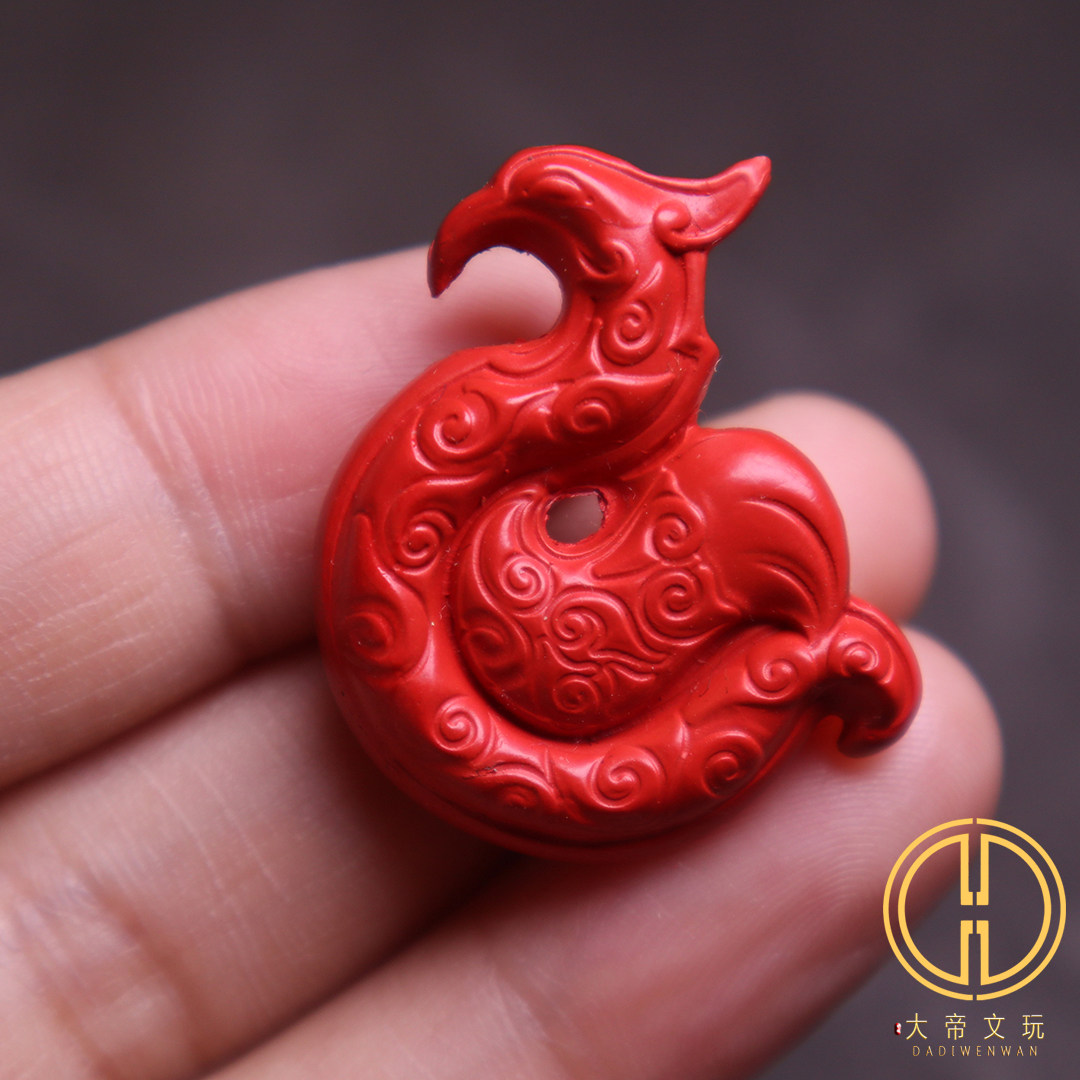 保真朱砂仿古凤吊坠挂件饰品