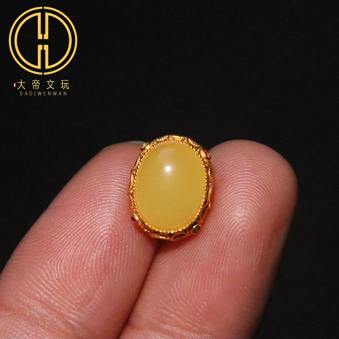 银镀金纯银925蜜蜡蛋面背云隔珠吊坠侧挂菩提手链编绳文玩配饰
