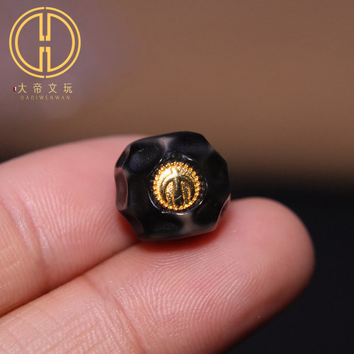 天然西藏天珠玛瑙无相珠镶嵌顶腰珠隔珠菩提手串长串diy文玩配饰