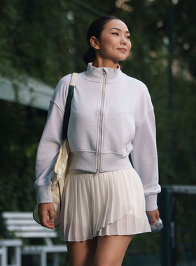 AceBase女士宽松慵懒风跑步休闲卫衣拉链开衫瑜伽运动外套上衣