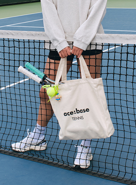 ace:base2025新款单肩网球帆布包女款网球拍包帆布袋ins慵懒风