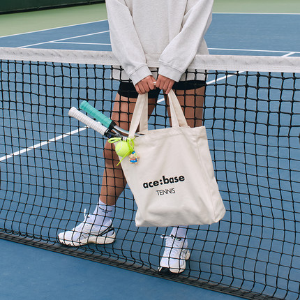 ace:base2025新款单肩网球帆布包女款网球拍包帆布袋ins慵懒风
