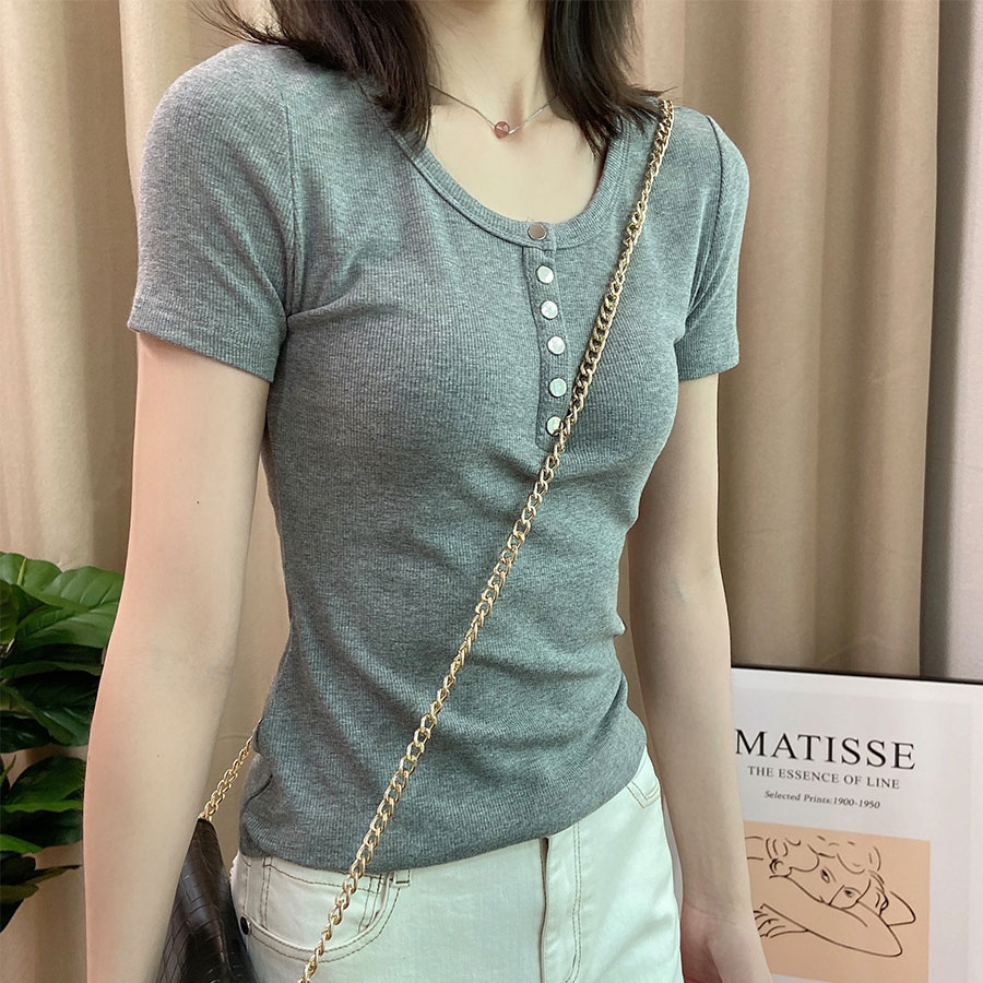 短袖女性感修身显瘦针织衫2026春夏新款小众百搭薄款T恤紧身上衣
