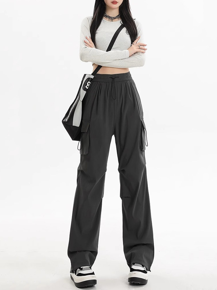 美式工装裤女2024新款登山运动裤小个子高加长款阔腿夏季薄款裤子