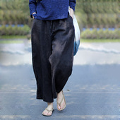 子 垂感显瘦百搭休闲加肥加大200斤亚麻裤 100%亚麻阔腿裤 胖妹大码