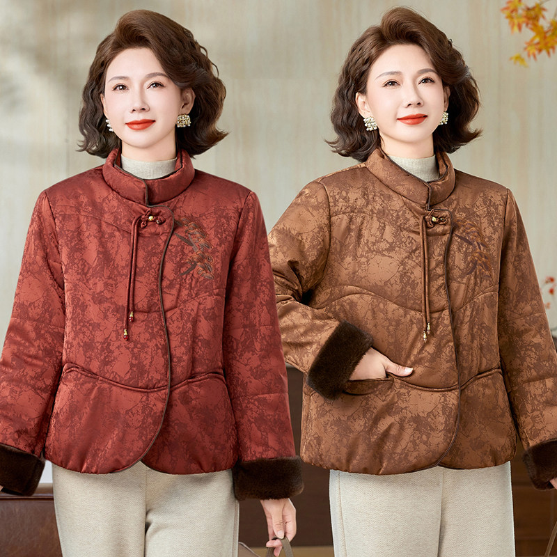 中年妈妈气质优雅加棉加厚棉袄