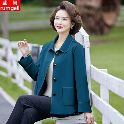 中年妈妈短款风衣女大码上衣外套
