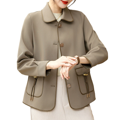 中年妈妈短款风衣女洋气外套