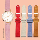 V007 适配卡西欧手表带真皮女sheen系列SHE 4540LTP 1391翻毛皮带