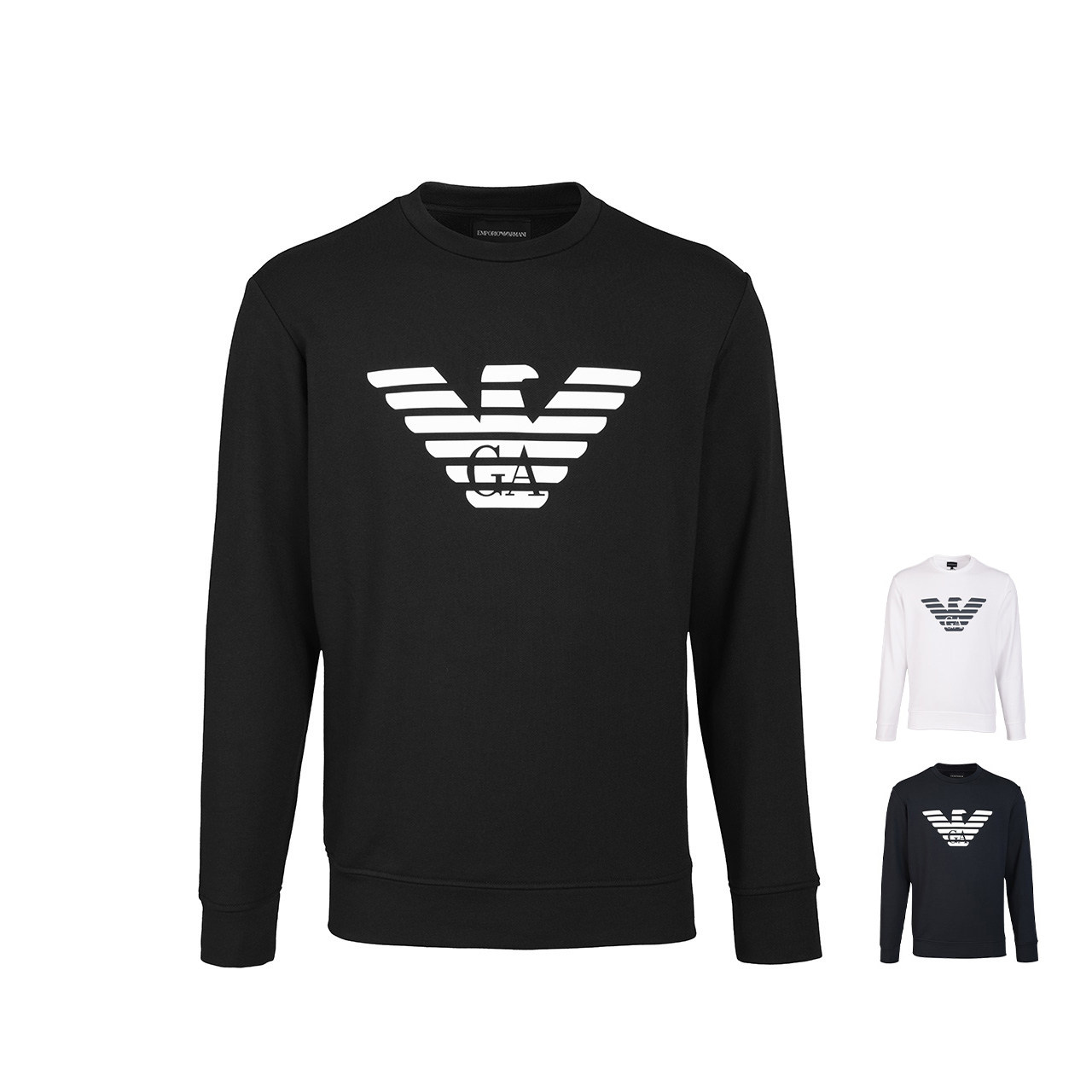 Armani阿玛尼男士2025春秋新款高端品牌经典鹰标潮牌圆领套头卫衣