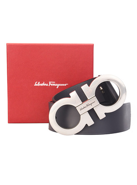 FERRAGAMO/菲拉格慕男士灰色牛皮皮带新款商务简约休闲平滑扣腰带