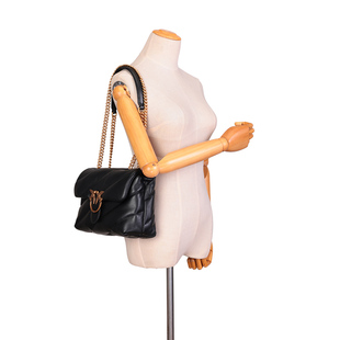 PINKO女包2025新款单肩斜挎包燕子包女士国际大牌皮质包包链条包