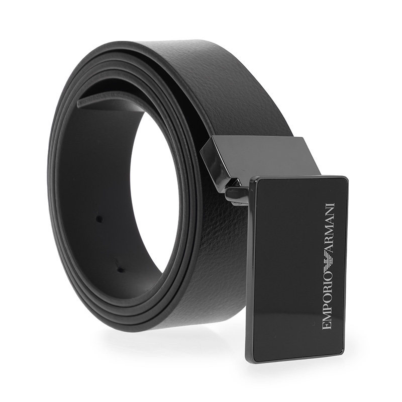 Armani阿玛尼男士2026新款高级时尚商务皮带高端品牌黑色卡扣腰带