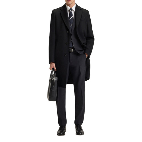 HugoBoss羊毛羊绒长款大衣男