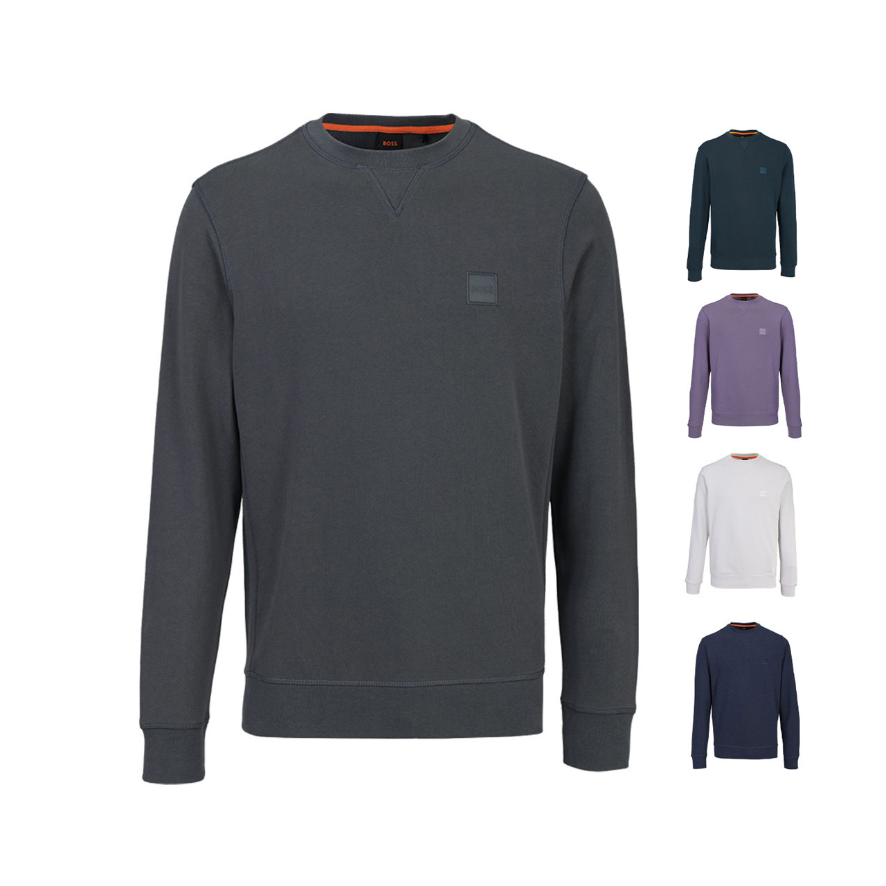 Hugo Boss男士2025新款春秋商务休闲圆领套头卫衣纯色全棉薄外套