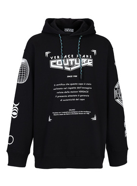 Versace/范思哲春季新款欧美潮牌休闲连帽套头卫衣时尚全棉帽衫男