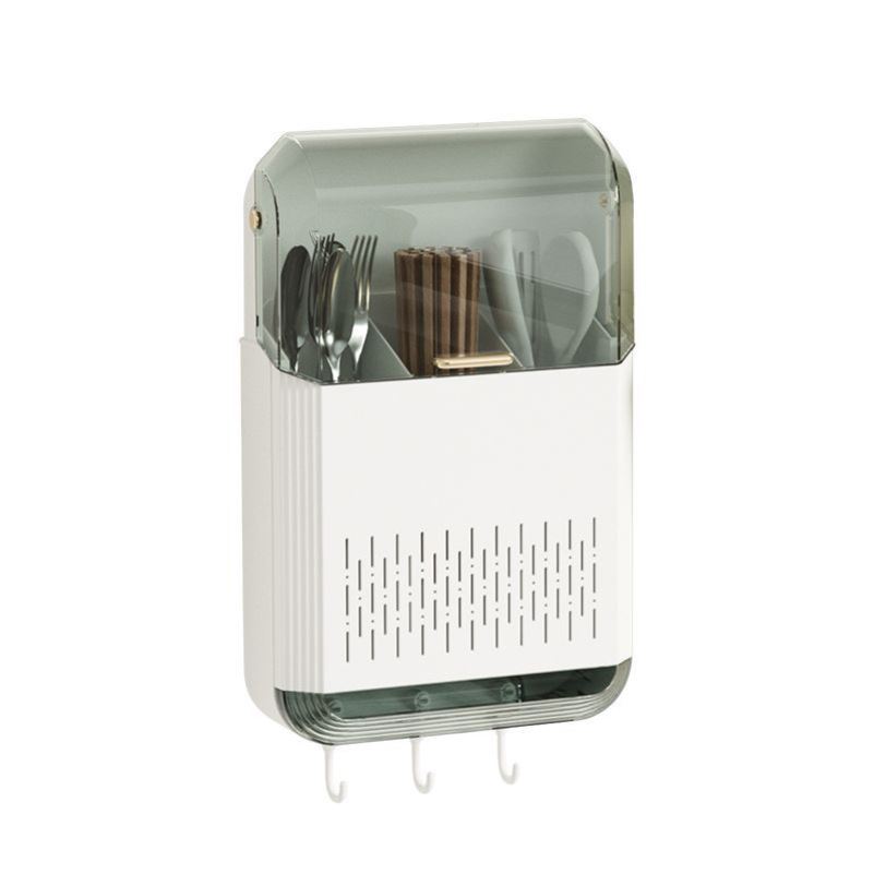 筷子笼壁挂式免打孔带盖家用筷子收纳盒新款厨房沥水勺子置物架