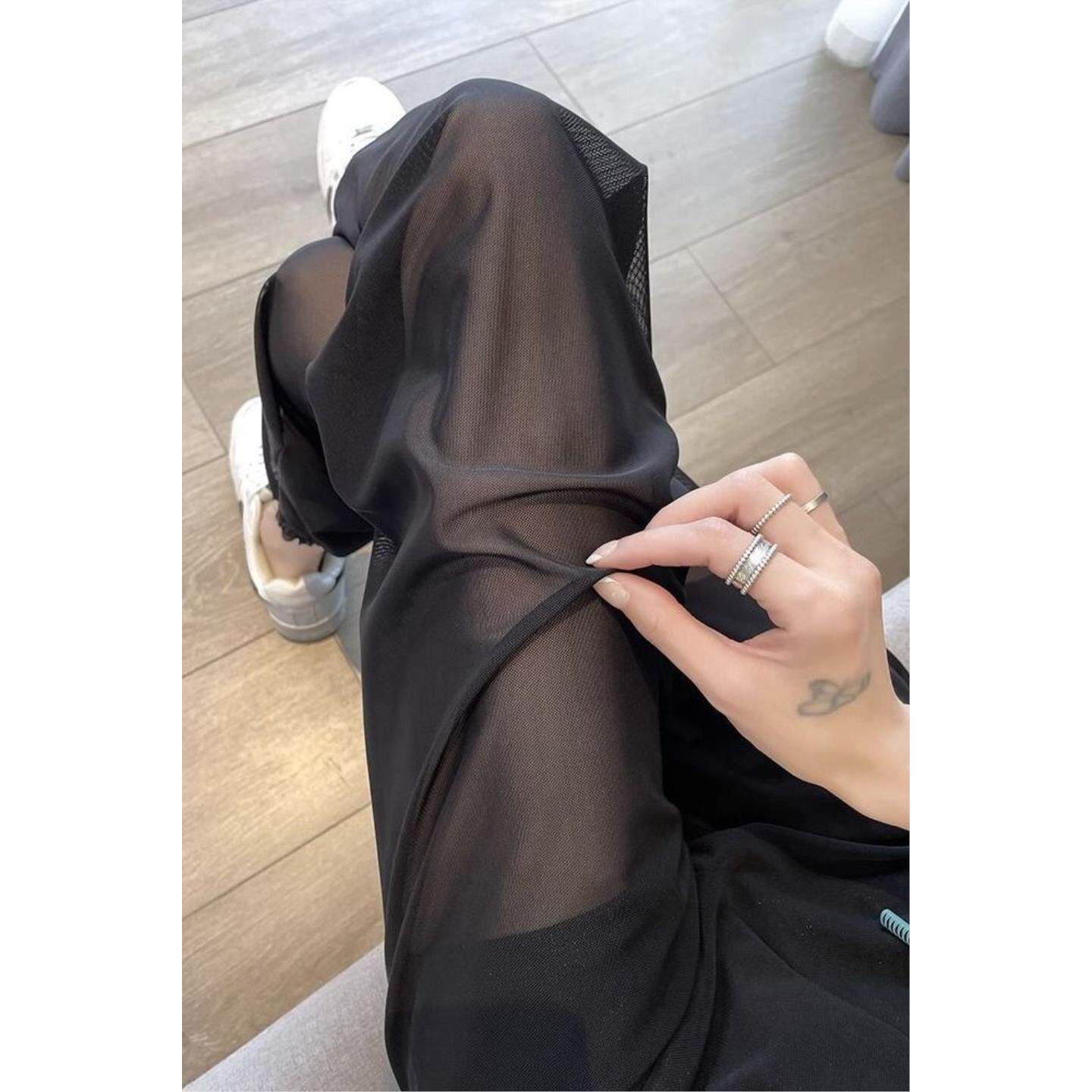 冰丝网纱哈伦裤子女夏季薄款宽松显瘦大码休闲防蚊速干裤运动裤女