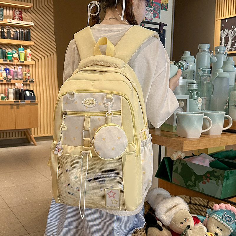 高颜值透明书包初中女生背包小学生高中学生大容量女孩痛包双肩包