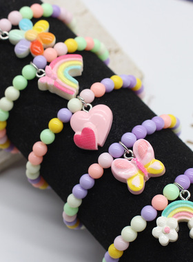 可爱蝴蝶彩虹串珠手链女