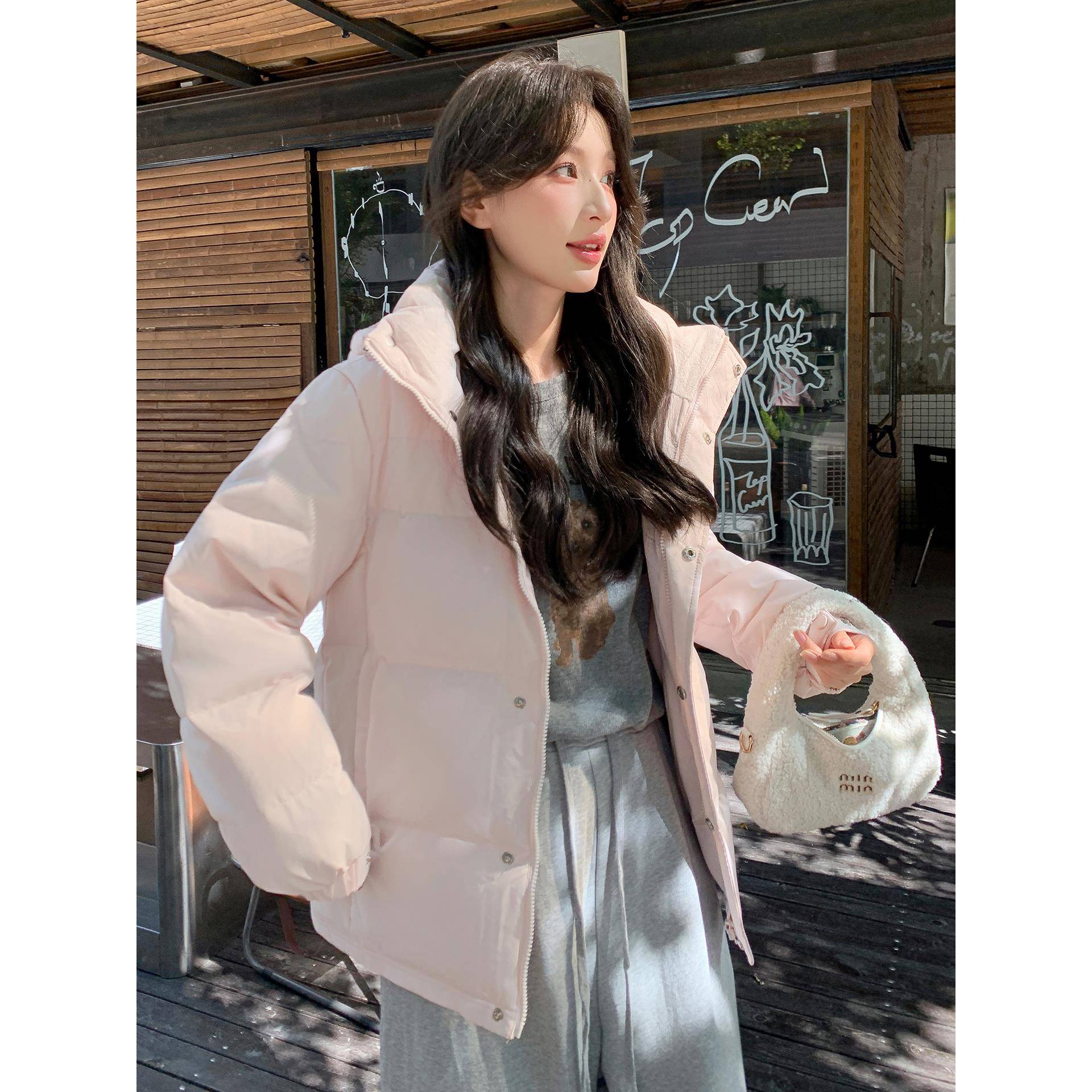 晴雨雪中戏羽绒服女短款韩版连帽小个子加厚情侣面包服学生冬外套