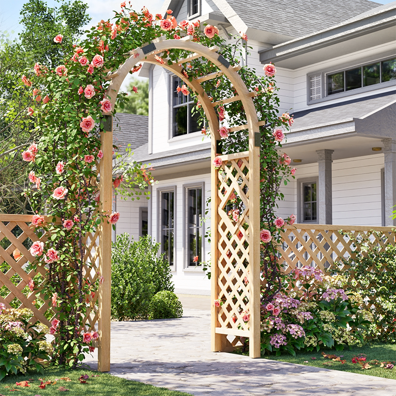 防腐木拱门花架爬藤架拱形栅栏围挡户外葡萄架院子装饰花园庭院门