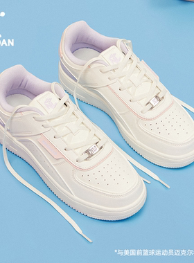 乔丹紫色板鞋女2025冬季新款商场同款小白鞋休闲运动鞋女厚底增高