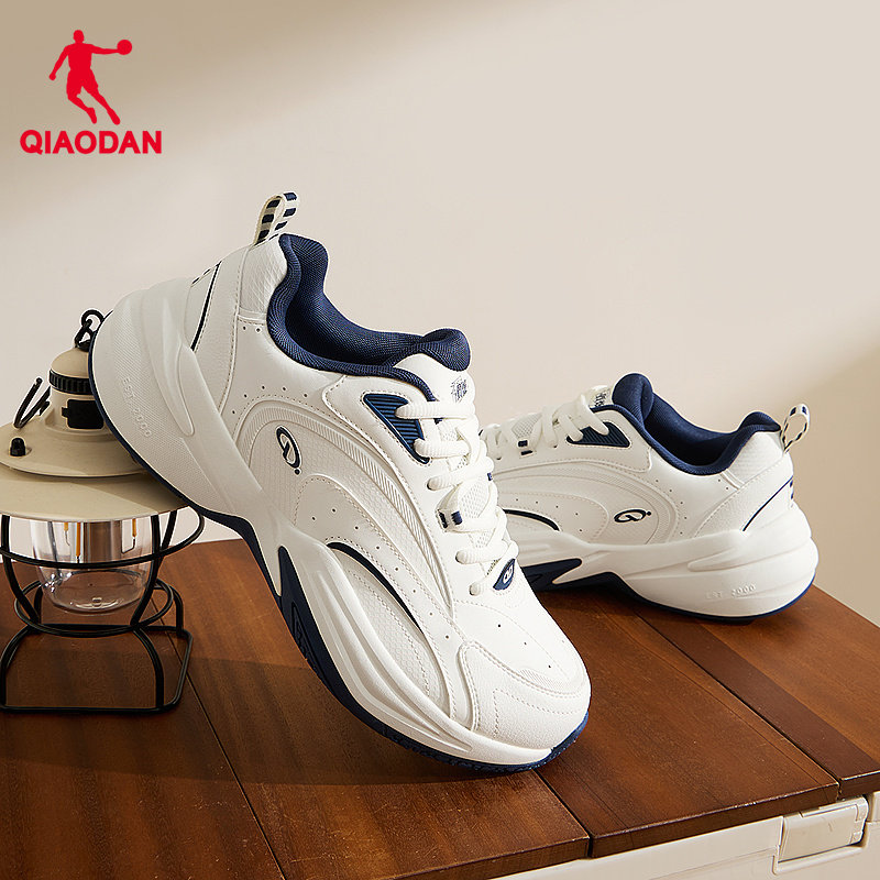 乔丹休闲鞋男2026春季新款网球鞋皮面防水保暖运动鞋白色老爹鞋子