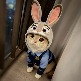 疯狂动物城朱迪尼克宠物狗狗猫咪帽子冬季加厚兔子警察娃衣保暖帽