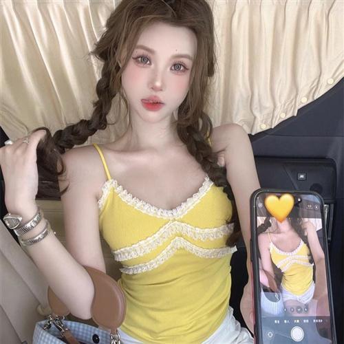 蕾丝拼接甜美风吊带背心女外穿温柔风洋气设计感内搭无袖美背上衣