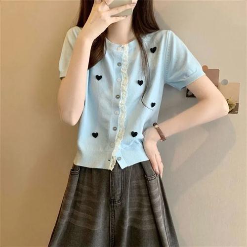 软糯温柔韩系毛衣女开衫外套女夏季chic新款时尚正肩洋气别致上衣