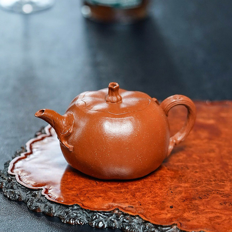 宜兴紫砂壶纯全手工茶壶名家泡茶中式原矿红降坡和正南瓜壶245cc