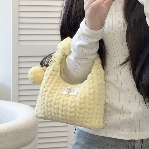 Stuuuly 奶油爱心枕头包糯米线软乎乎手工diy钩编织材料包非成品