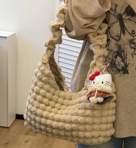 Stuuuly手工 糯米线大号云朵奶油泡芙包diy编织材料包单肩斜挎包