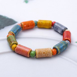 景德镇彩色陶瓷串珠手链异形珠简约复古百搭中性风饰品批发