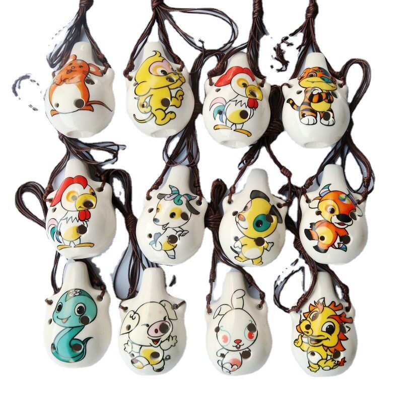 新款十二生肖6孔小号陶笛学生玩具礼品景德镇陶瓷工艺品批发